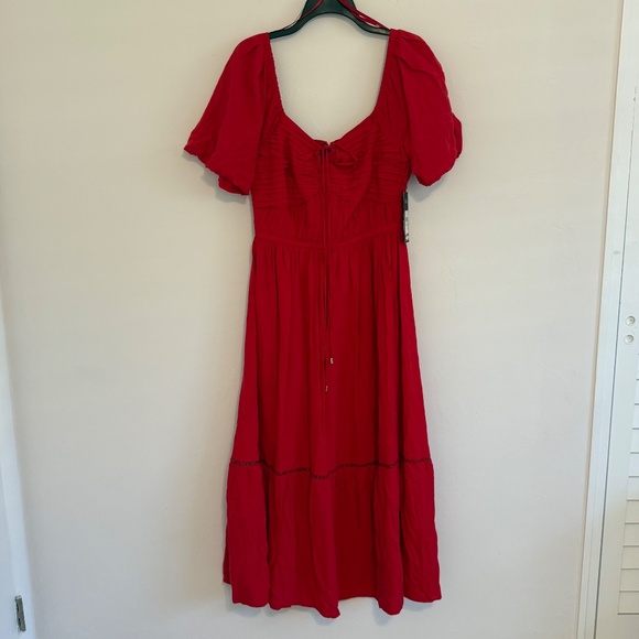 Karl Lagerfeld Paris Womens Tie Neck A Line Cherry Red Dress 4 - Picture 3 of 16